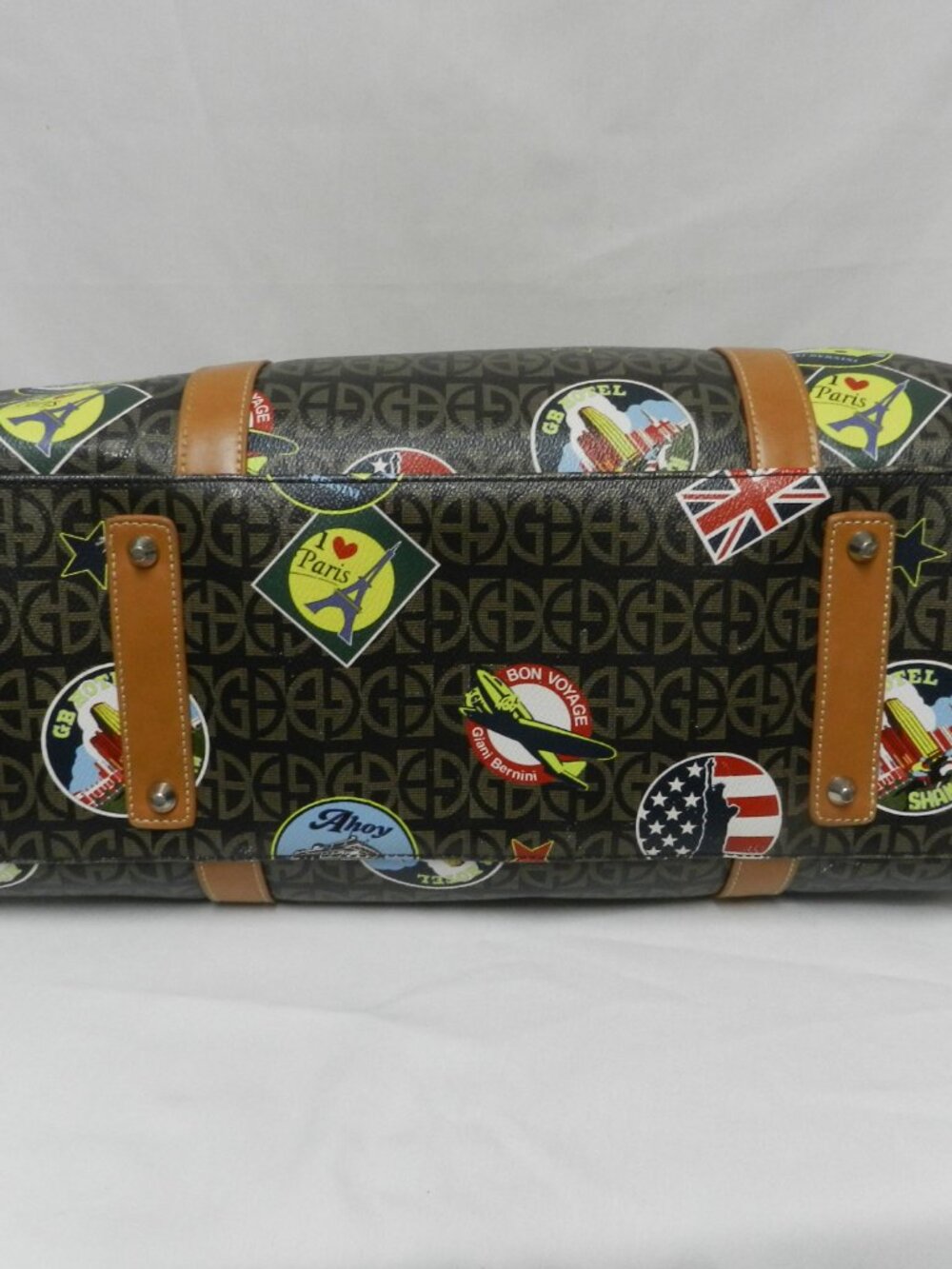 Giani Bernini Postcard duffle travel large bag Coated canvas Ahoy Paris Flags - Picture 12 of 16